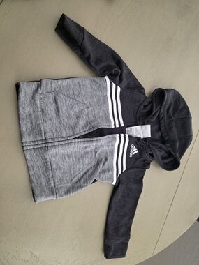 adidas Toddler Grey & Charcoal Hooded Zip Sweatshirt